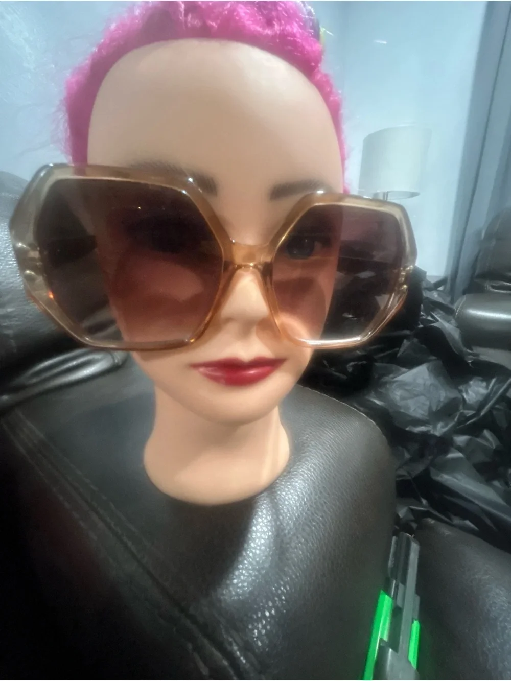 Oversized Brown Hexagon Sunglasses